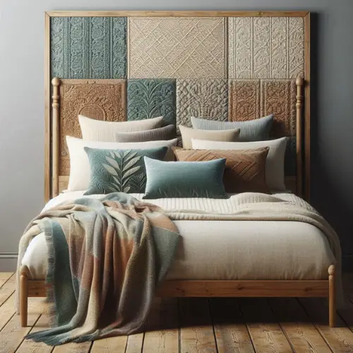 a throw blanket used as a headboard style
