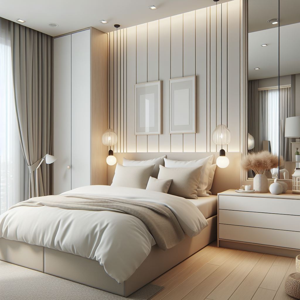 Modern Cozy Bedroom Neutral Small