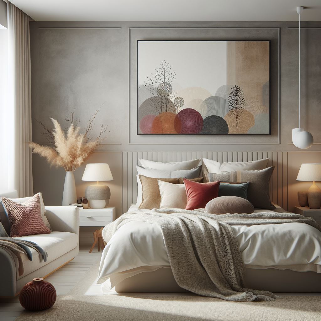 Modern Cozy Bedroom Neutral Walls