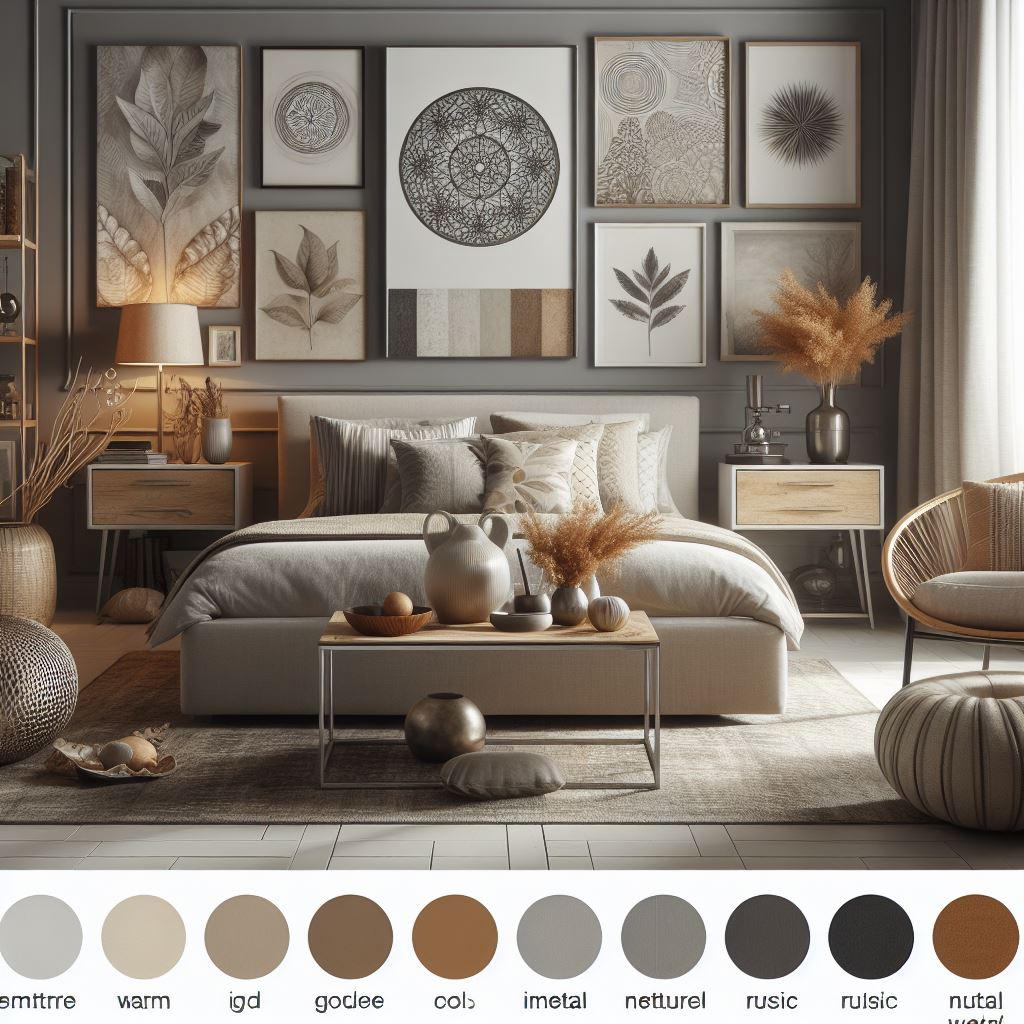 modern cozy bedroom neutral grey