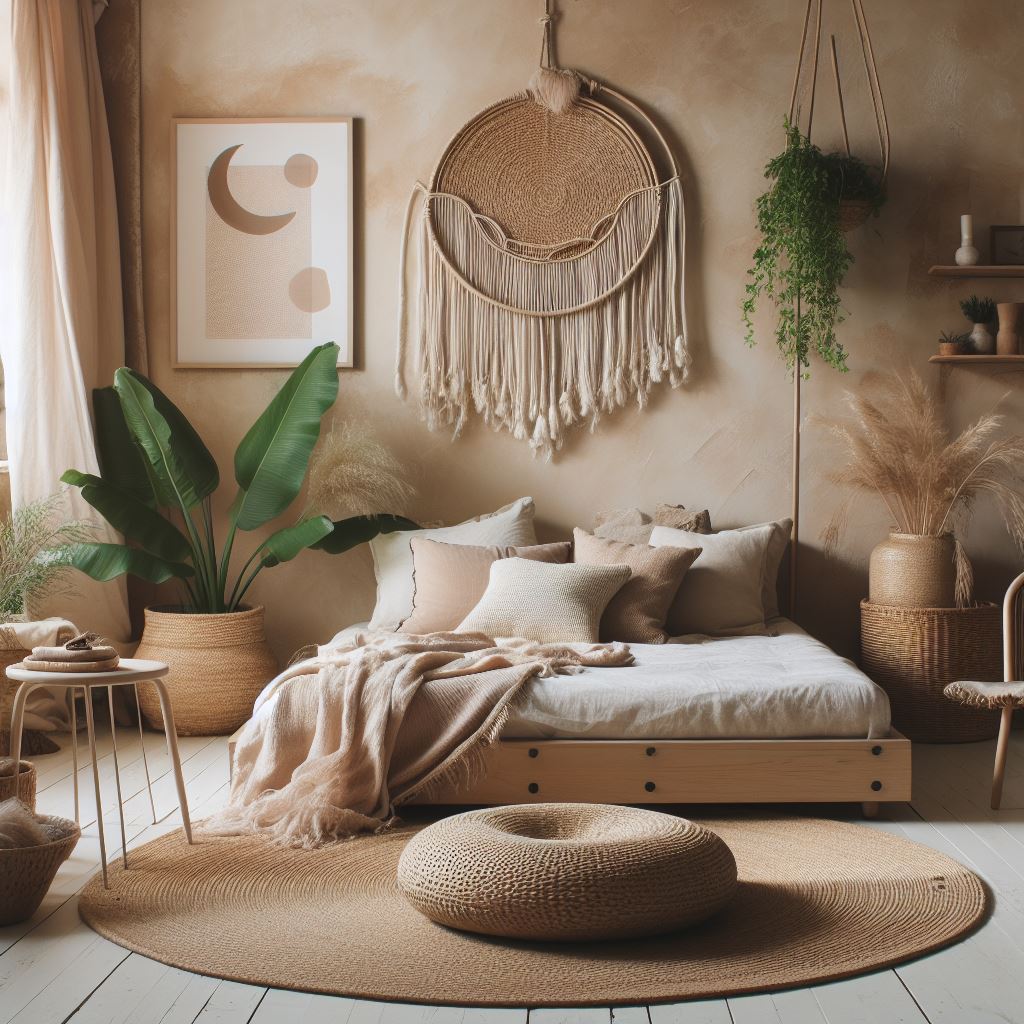 Boho Minimal a minimalist space with a low bed