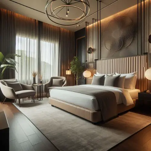 Hotel Vibe Bedroom with a neutral color palette for a sophisticated look