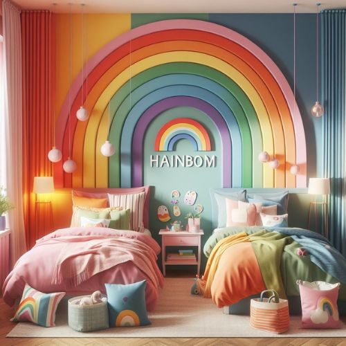 Rainbow Harmony Theme: Colorful Harmony with each wall painted a different color of the rainbow