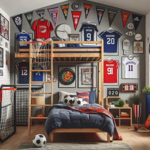 Sports Fanatic Theme: Game Day Retreat with walls painted in team colors