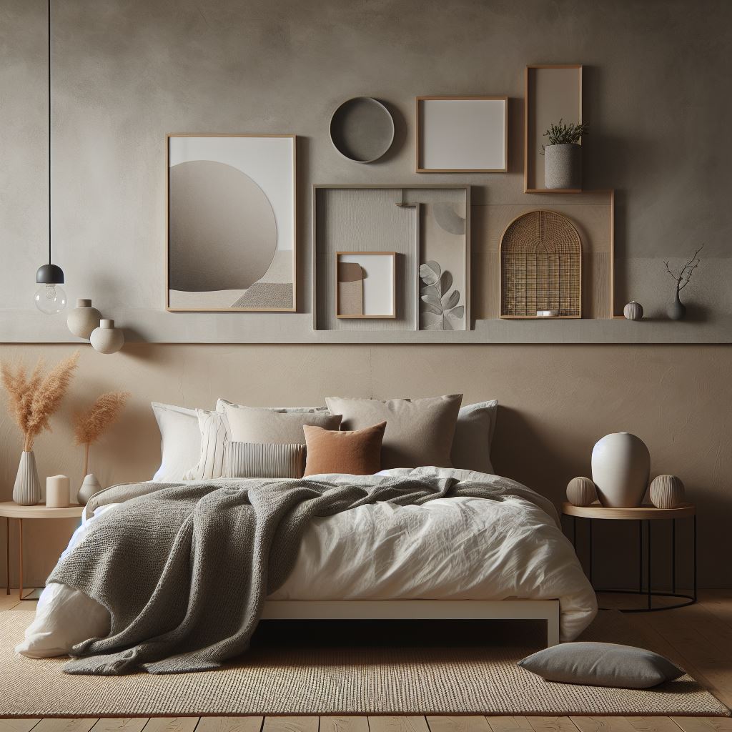 Textural Harmony a minimal bedroom with a variety of textures adding warmth and comfort without overwhelming decor