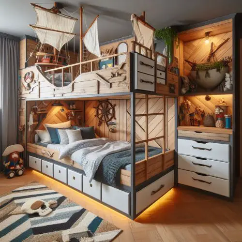 oung Boys Bedroom Ideas with bunk beds designed in themes