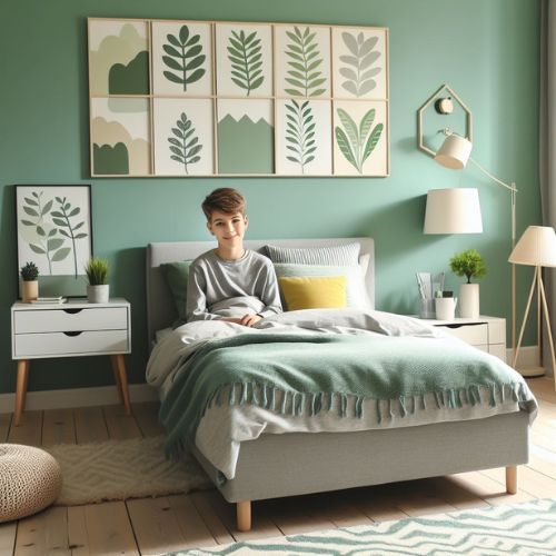 Young Boys Bedroom Ideas with calming green