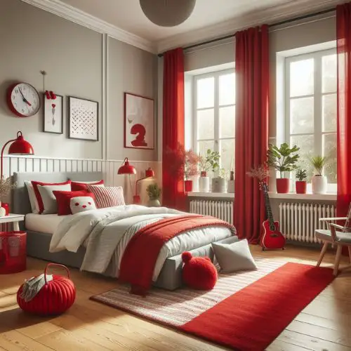 Young Boys Bedroom Ideas with energetic red accents
