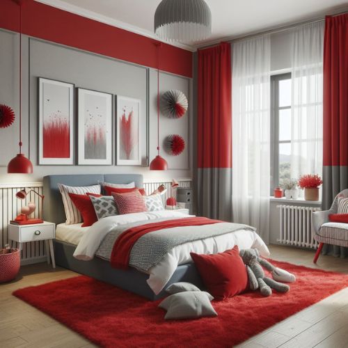 Young Boys Bedroom Ideas with energetic red