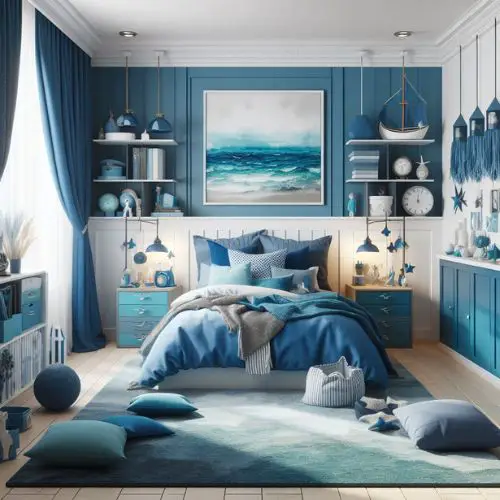 Young Boys Bedroom Ideas with vibrant blue 