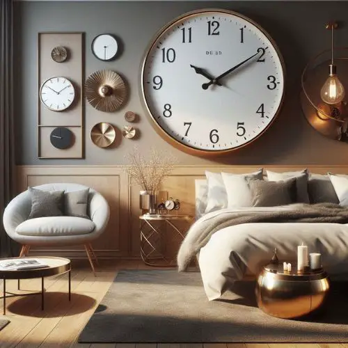 a designer clock adding style and function in a hotel vibe bedroom