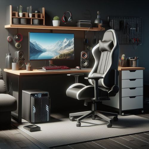 comfortable gaming area with an ergonomic chair