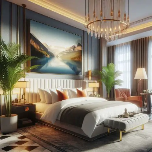hotel-inspired artwork in a hotel vibe bedroom