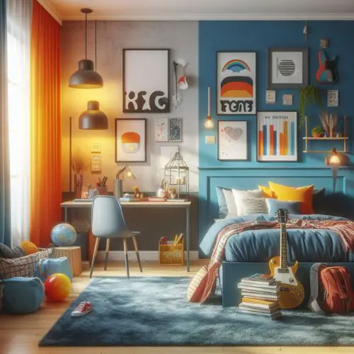 teenager's room with vibrant wall colors