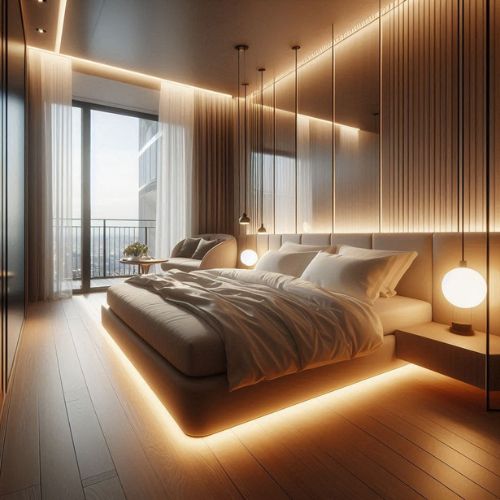 underbed lighting for a modern touch in a Hotel Vibe Bedroom