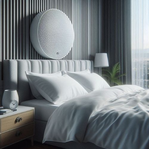 white noise machine in a Hotel Vibe Bedroom for better sleep