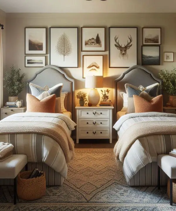 Cozy guest bedroom with twin beds