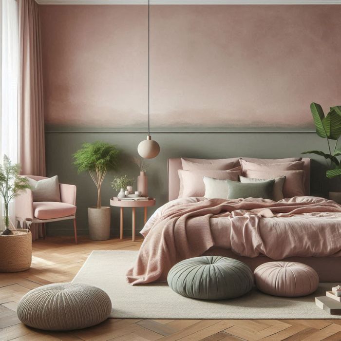 Dusty Pink and Sage Green Serenity Bedroom with tranquil atmosphere