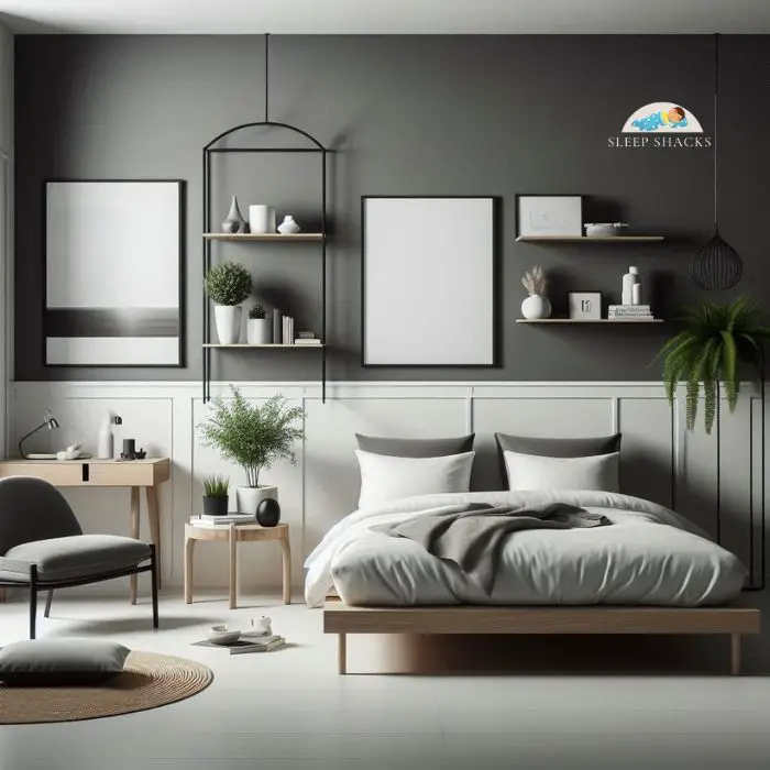 Minimalist Love bedroom with a monochromatic color scheme