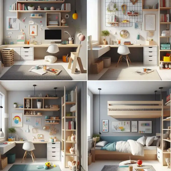 Small Bedroom Ideas for Kids with corner workstation