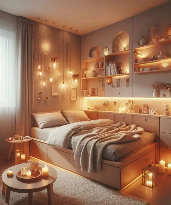 Small bedroom ideas for couples with space-saving