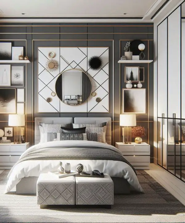 Stylish guest bedroom inspired by Bloxburg with modern furniture