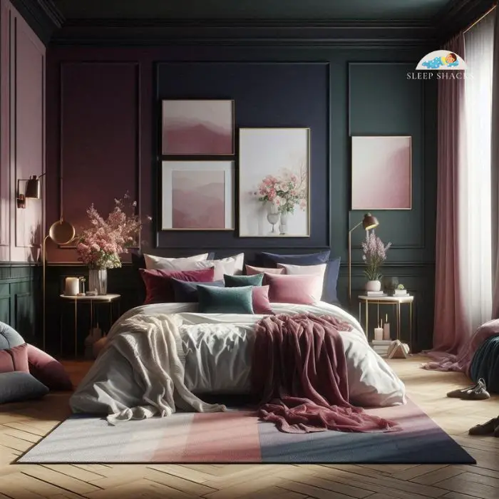 bedroom with color schemes that whisper romance