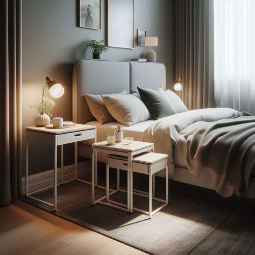 nesting tables in a very small bedroom