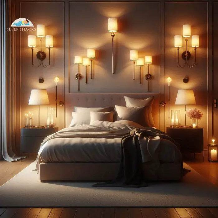 romantic bedroom with warm and soft lighting that mimics candlelight