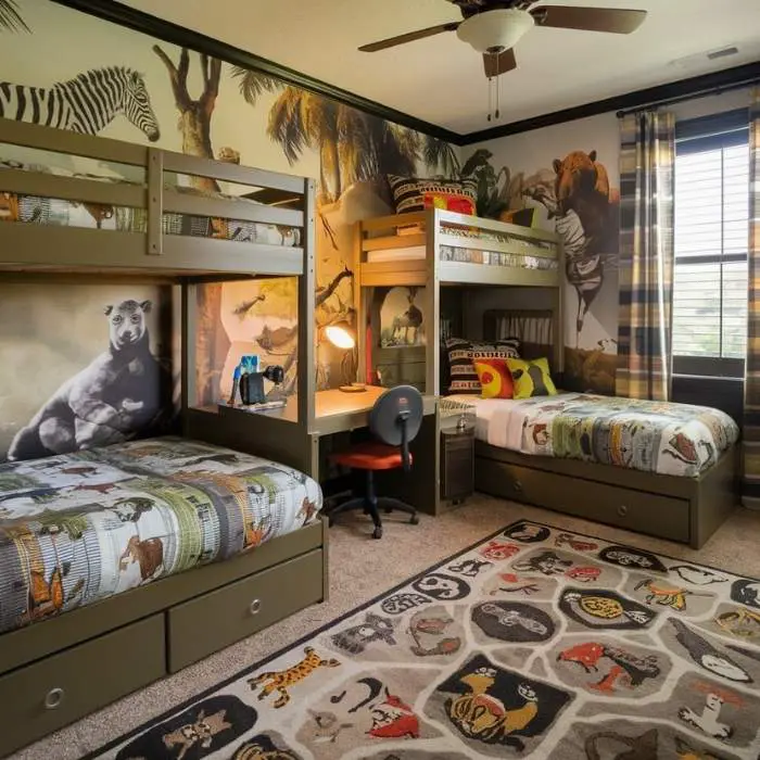 Boys’ Bunk Room with Adventure Themes 