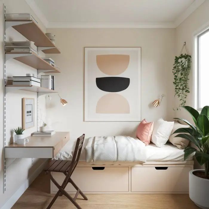 Small Guest Bedroom Ideas Minimalist Chic with Multipurpose Furniture
