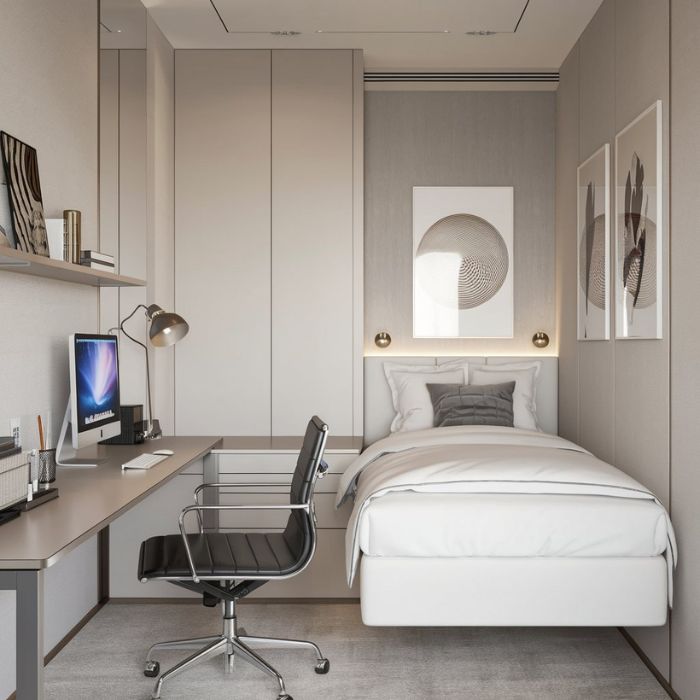 Small Modern Office and Bed Combo