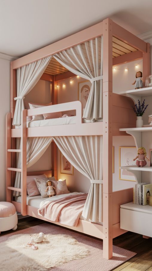 Whimsical and Elegant Bunk Beds for Girls’ Rooms