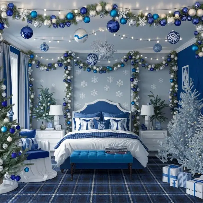 Christmas Decor Ideas Bedroom Blue