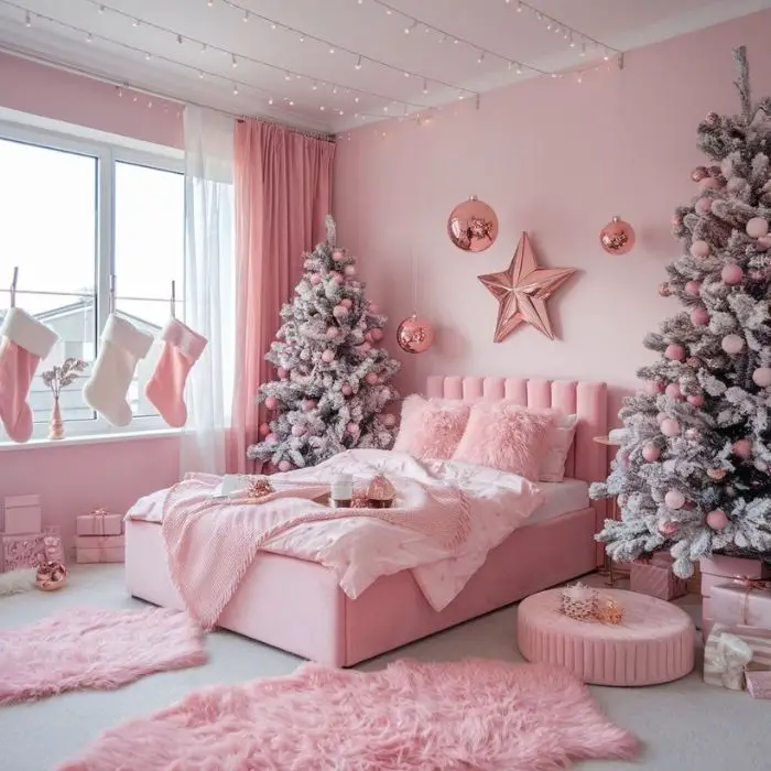 Christmas Decor Ideas Bedroom Pink