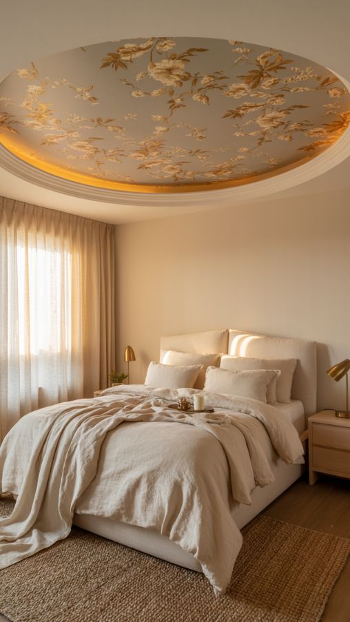 Tray Ceiling with Wallpaper Accents