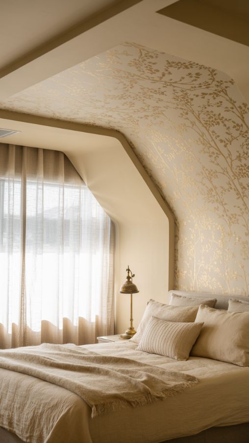 Tray Ceiling with Wallpaper Accents