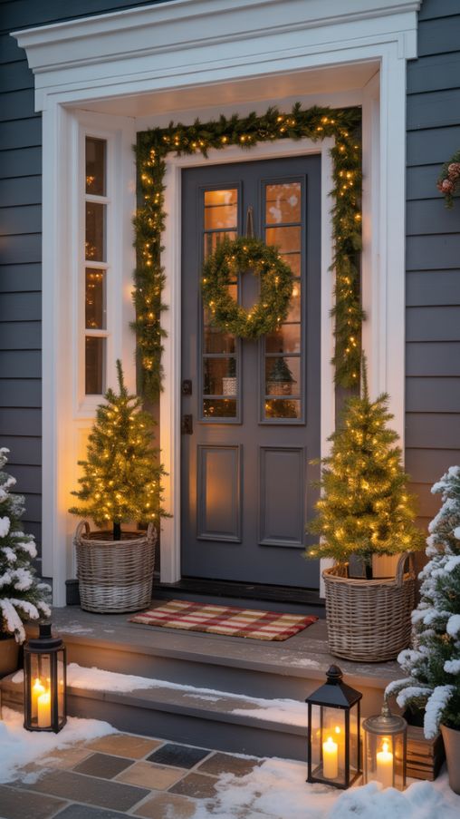 Cozy Christmas Porch and Front Door Decor