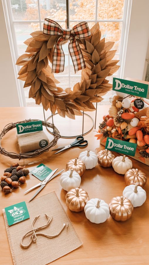 Dollar Tree Fall Wreath DIY Projects on a Budget