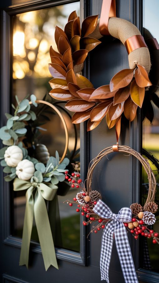 Elegant Fall Wreath Ideas Using Ribbons