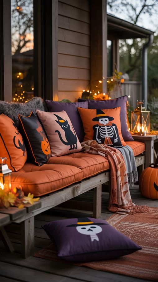 Incorporating Halloween-Themed Textiles and Pillows