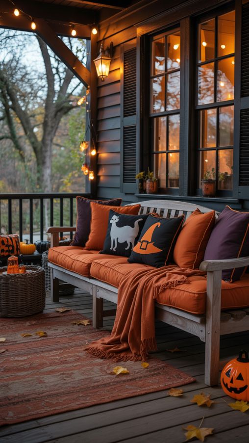 Incorporating Halloween-Themed Textiles and Pillows
