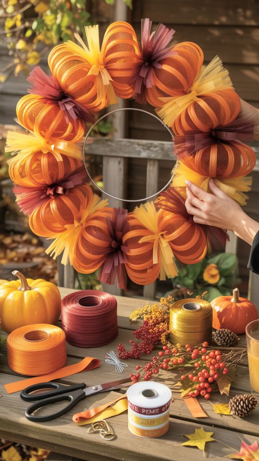 Mesh Fall Wreath DIY Techniques