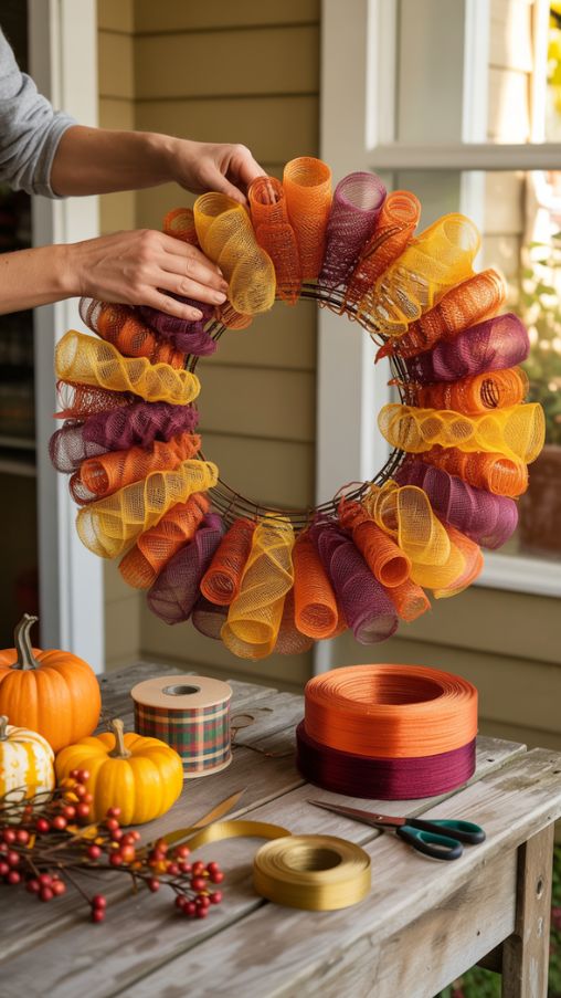 Mesh Fall Wreath DIY Techniques