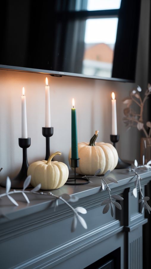 Modern and Minimalist Halloween Mantle Decor