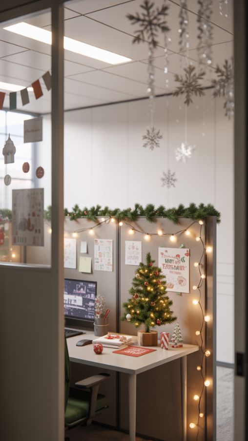 Office Christmas Decor for Small Spaces