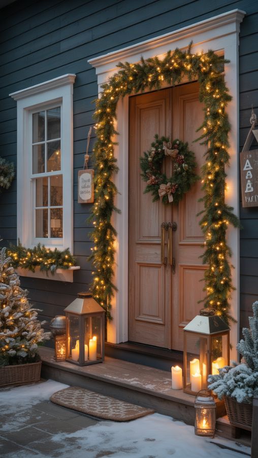 Outdoor Lighting and Accessories for Christmas Doors