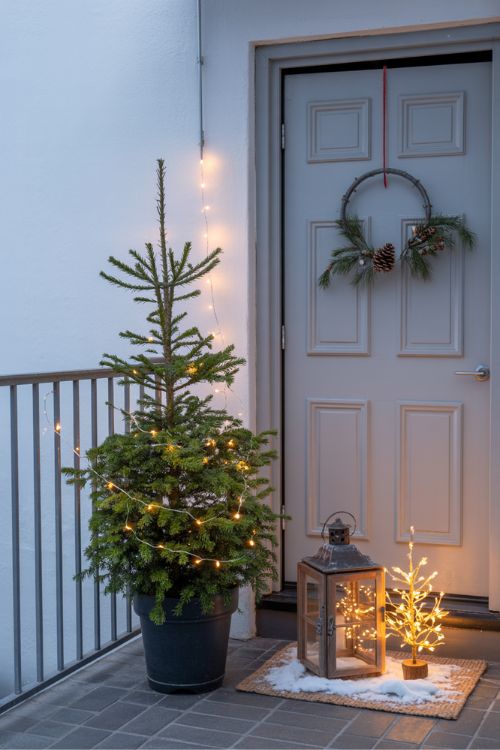 Apartment Balcony and Entryway Christmas Decorations