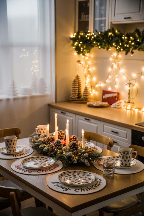 Apartment Kitchen and Dining Christmas Decor Ideas