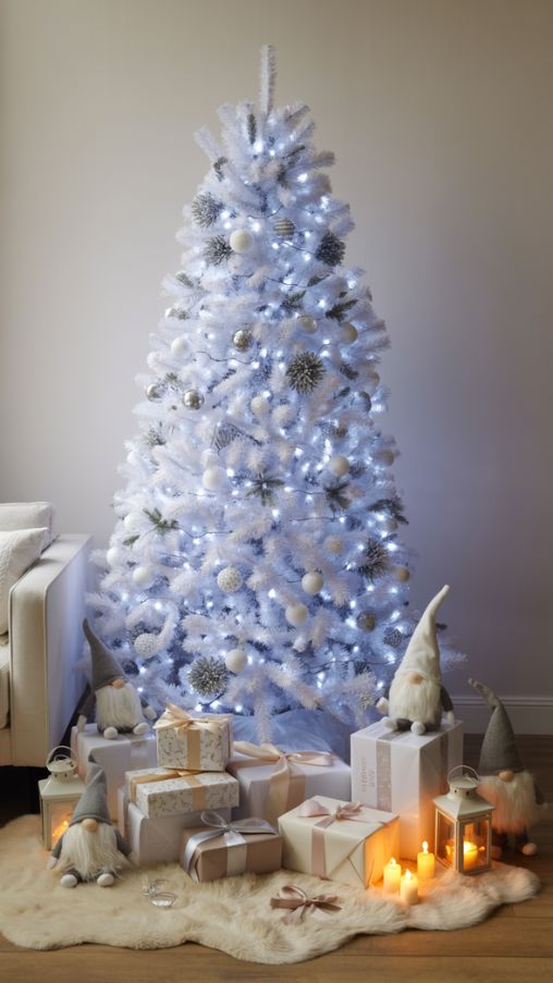 Christmas Tree Base Decoration Ideas for White and Silver Trees